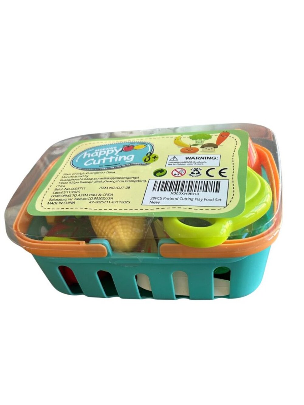 MOEAWS Happy Cutting Fruit & Vegetables in Carry Basket